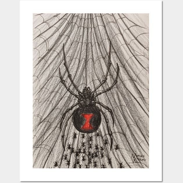 Black widow spider with baby spiders Wall Art by Matt Starr Fine Art